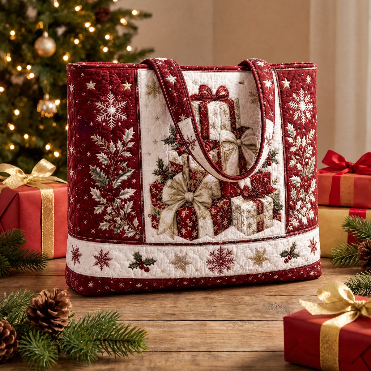 Christmas Quilted Tote Bag