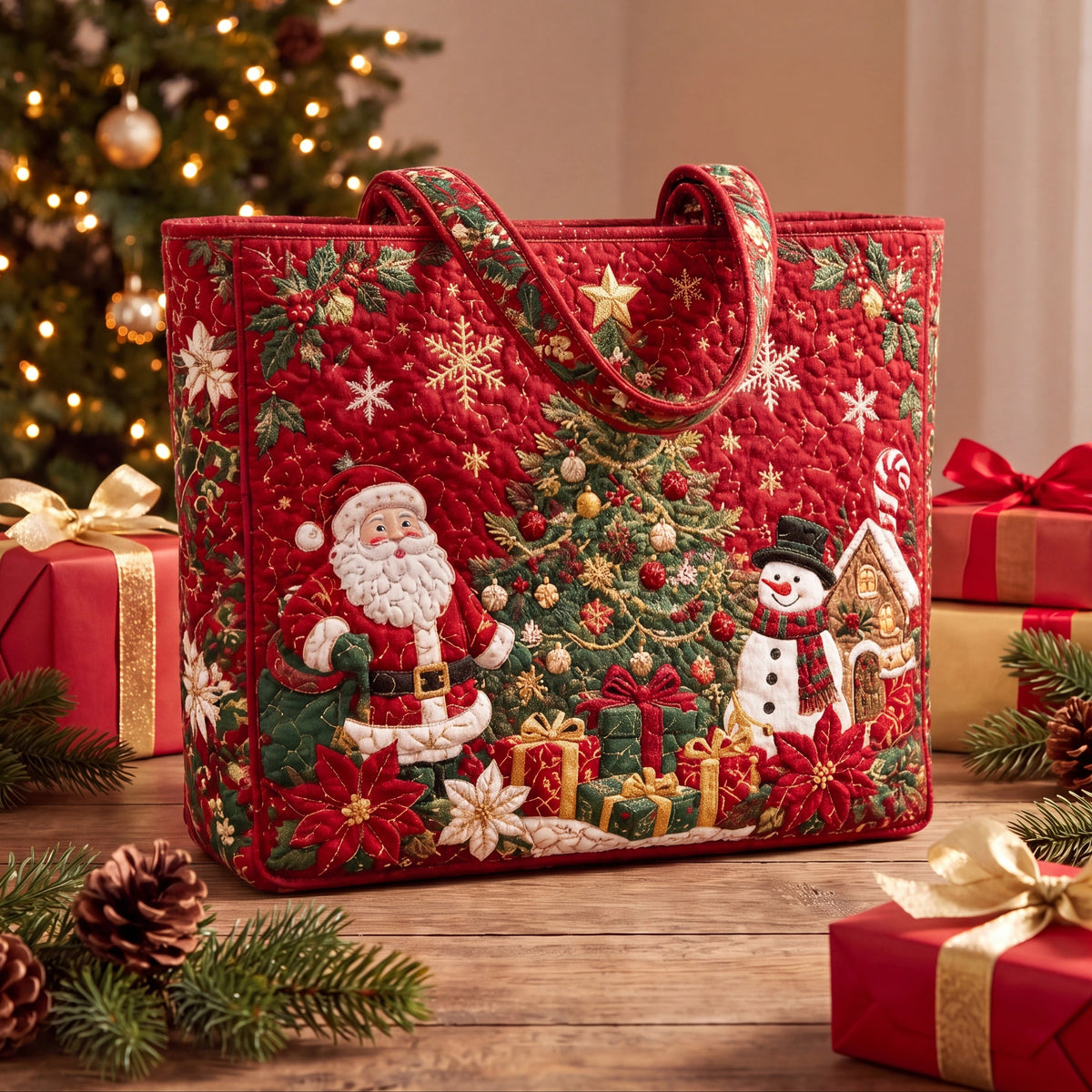 Christmas Quilted Tote Bag