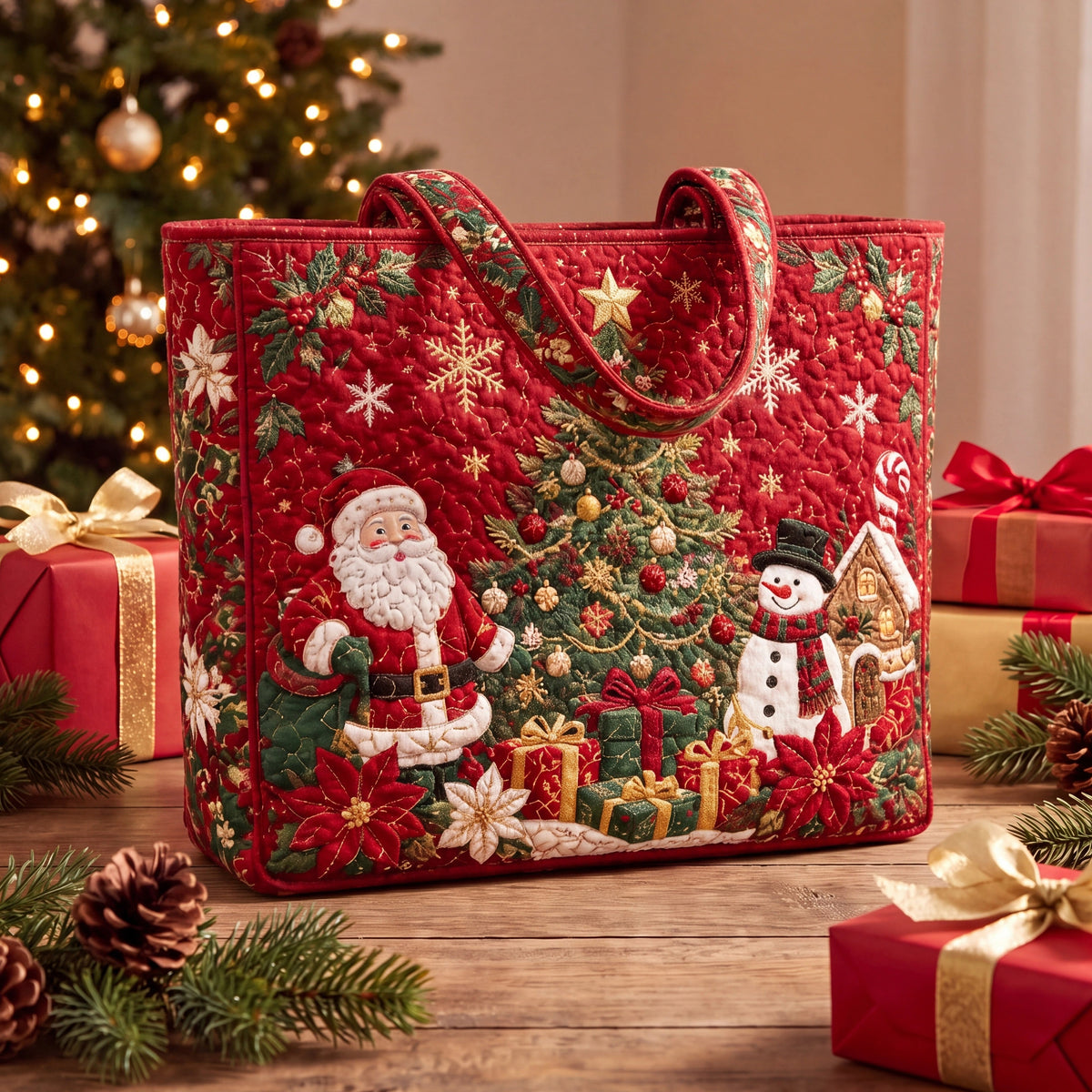 Christmas Quilted Tote Bag