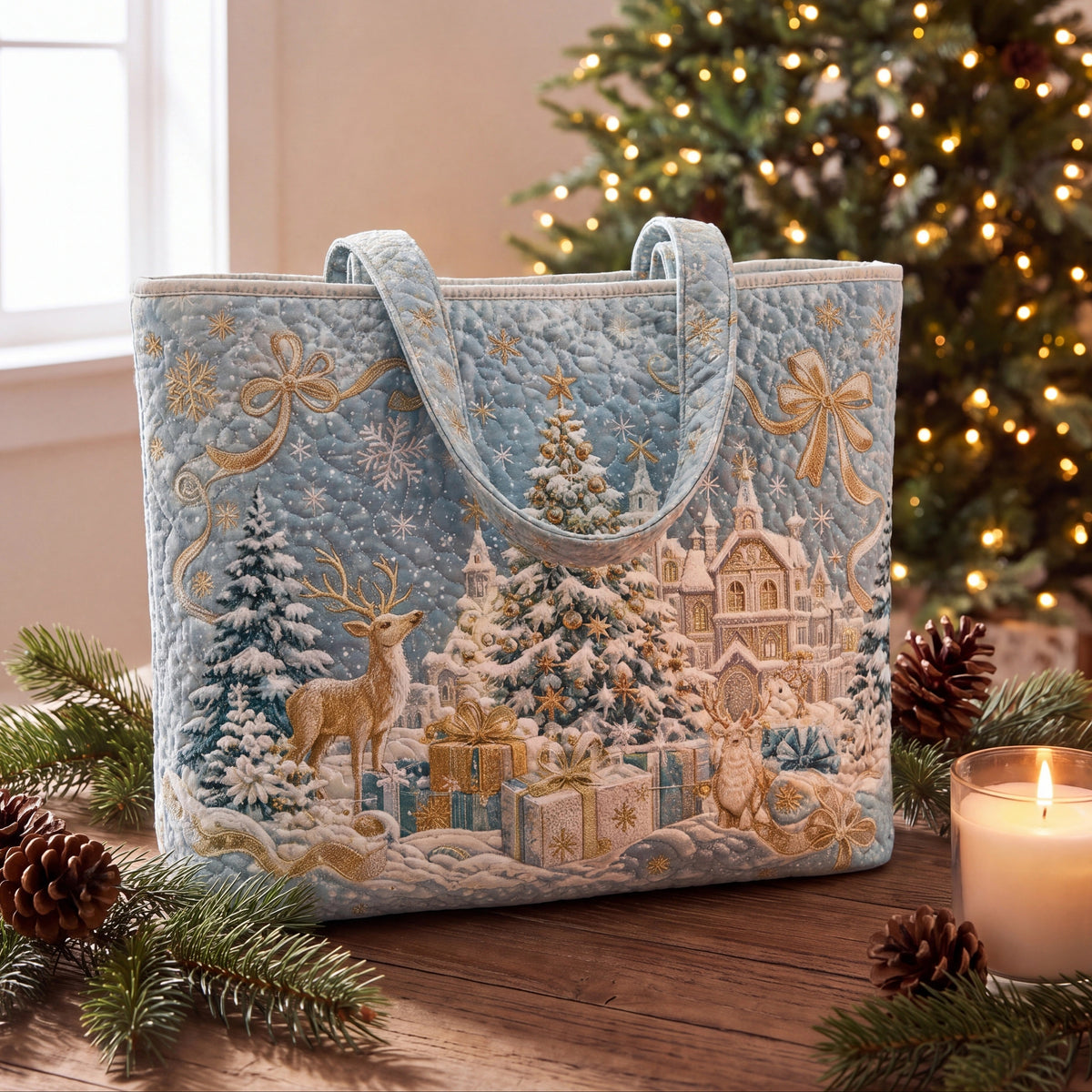 Christmas Quilted Tote Bag